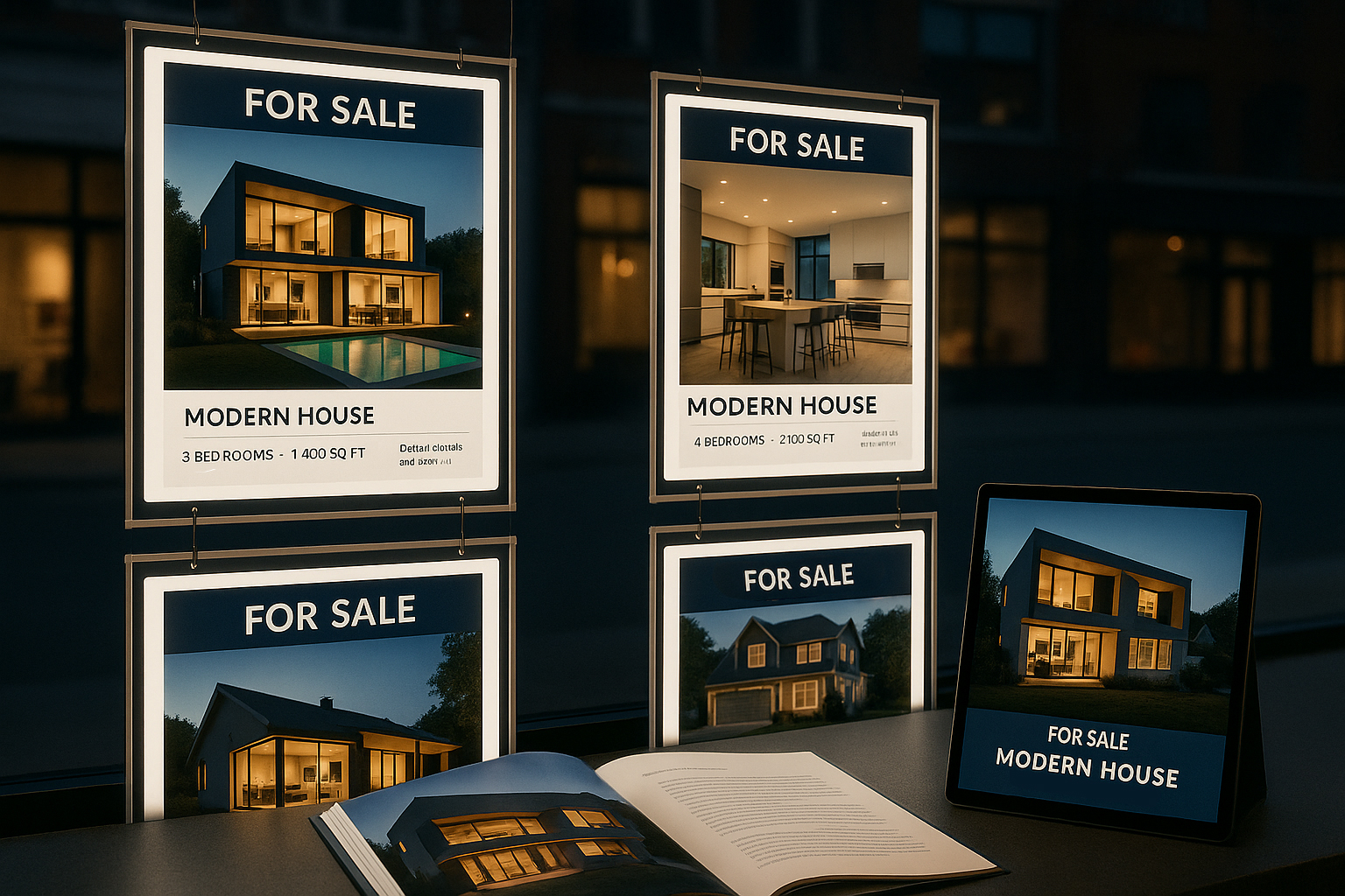 Creative real estate brochures and window cards